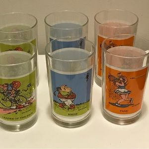 Set of Vintage Sport Drinking Glasses